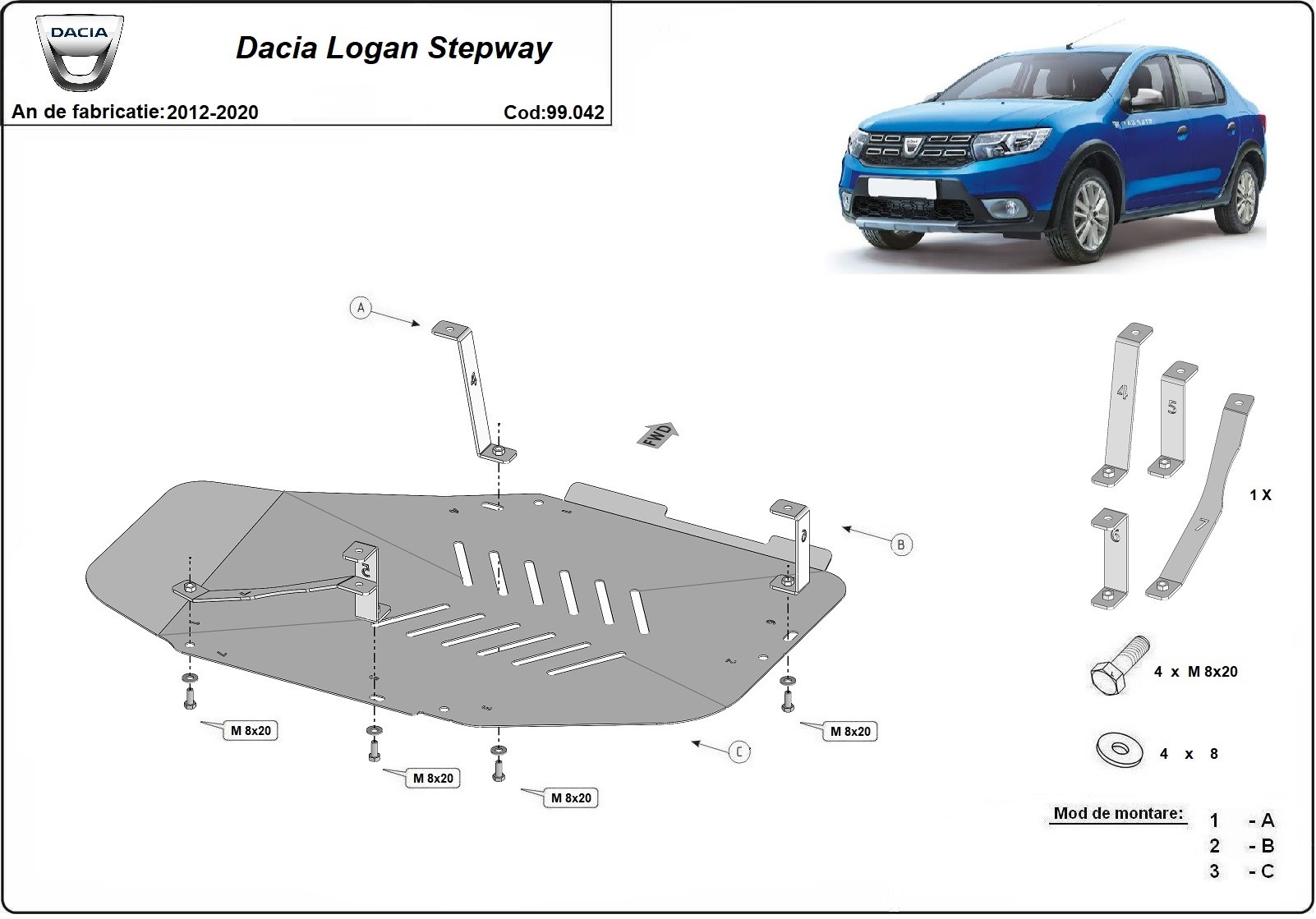Bundplade Stål Brændstoftank | Dacia Logan Stepway (2012-2020) - 3