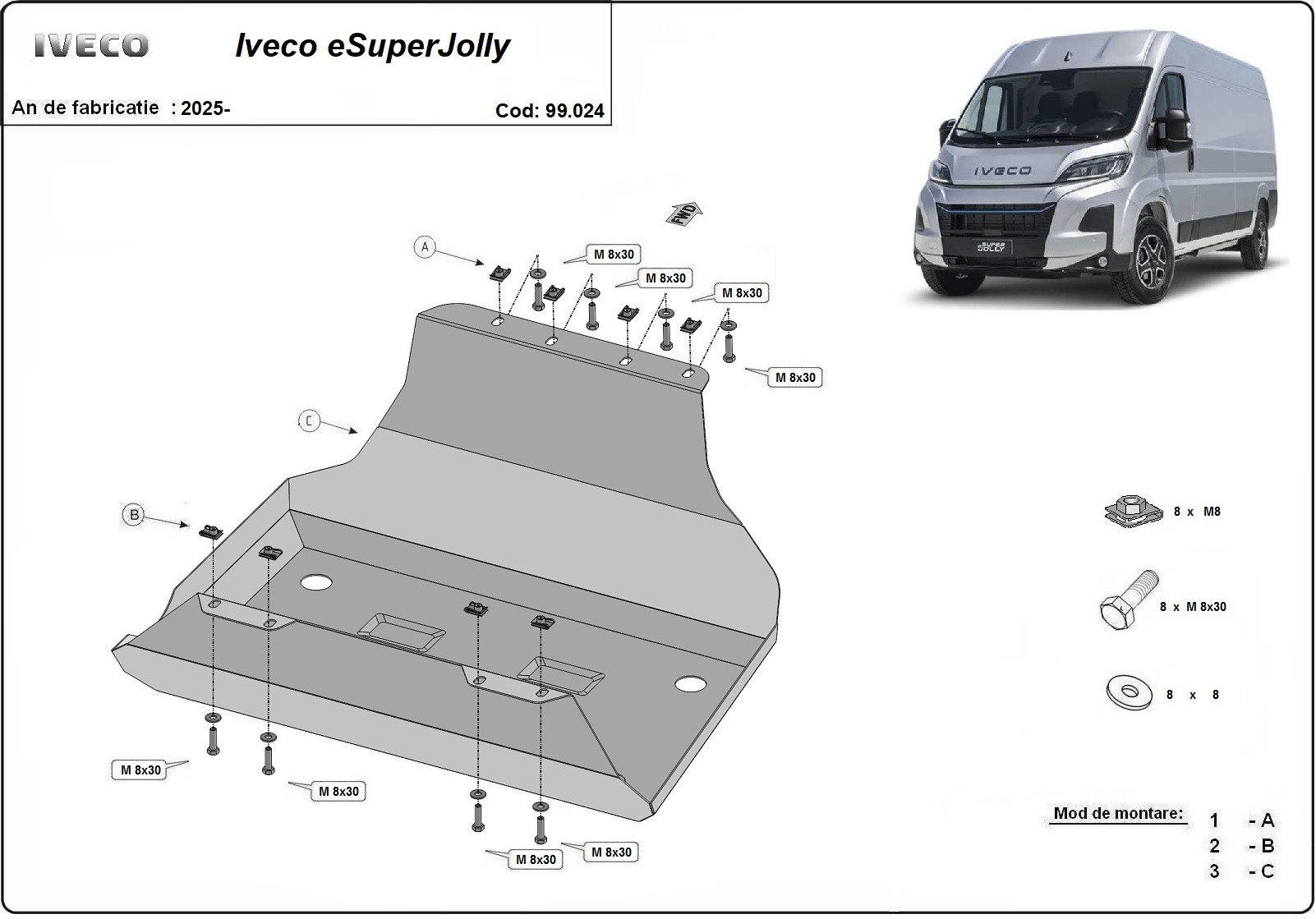Skid plate Steel Fuel tank | Iveco eSuper Jolly (2025-2026) - 3