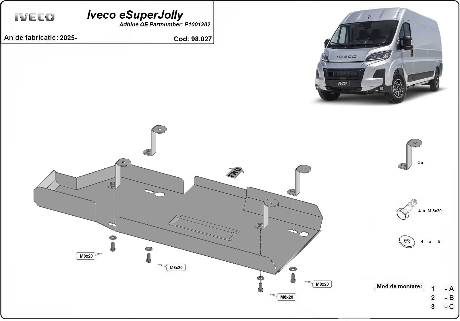 Hasplåt Stål AdBlue | Iveco eSuper Jolly (2025-2026) - 3