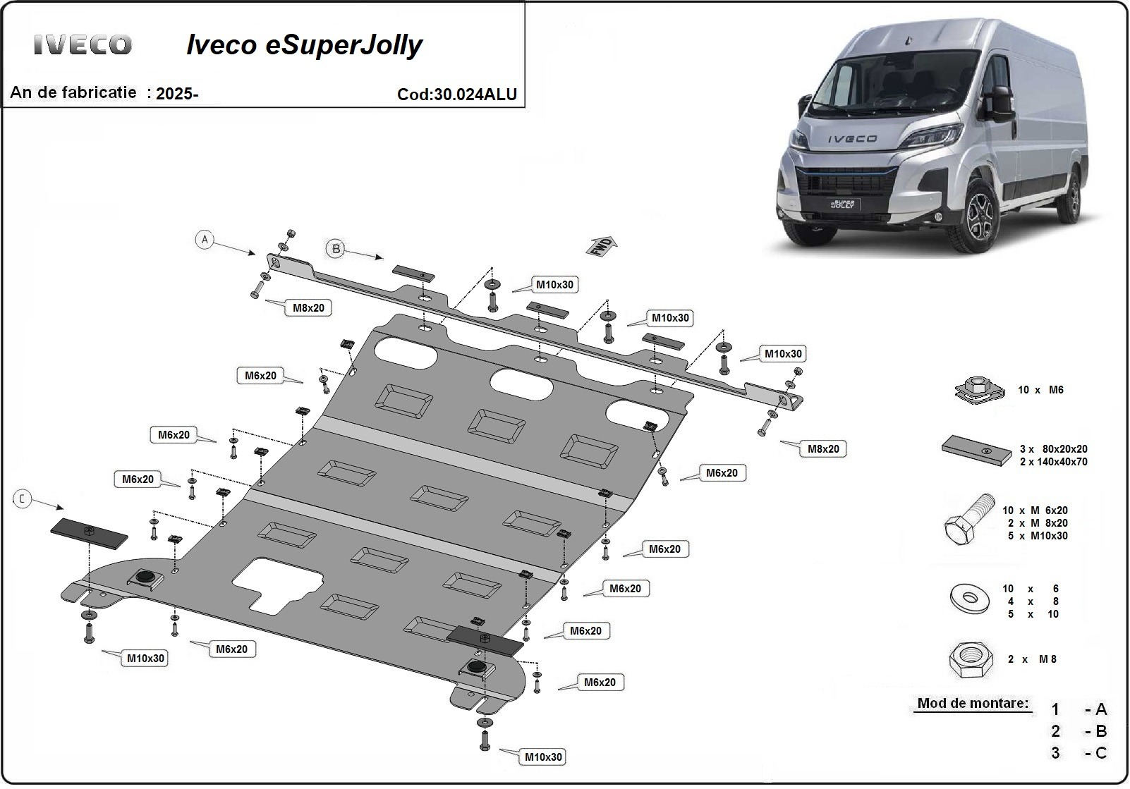 Bunnplate Aluminium Motor+ | Iveco eSuper Jolly (2025-2026) - 3