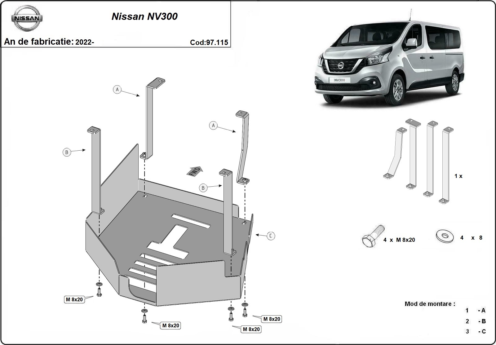 Skid plate Steel Catalytic converter | Nissan NV300 (2022-2026) - 3