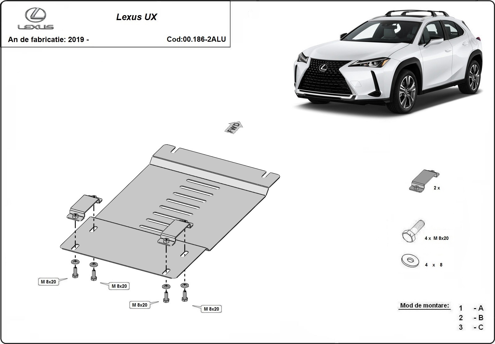 Bunnplate Aluminium Katalysator | Lexus UX (2019-2026) - 3