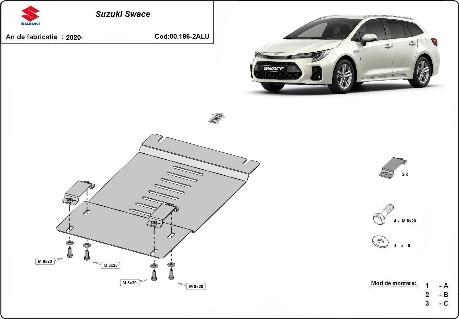 Bunnplate Aluminium Katalysator | Suzuki Swace (2020-2026) - 3