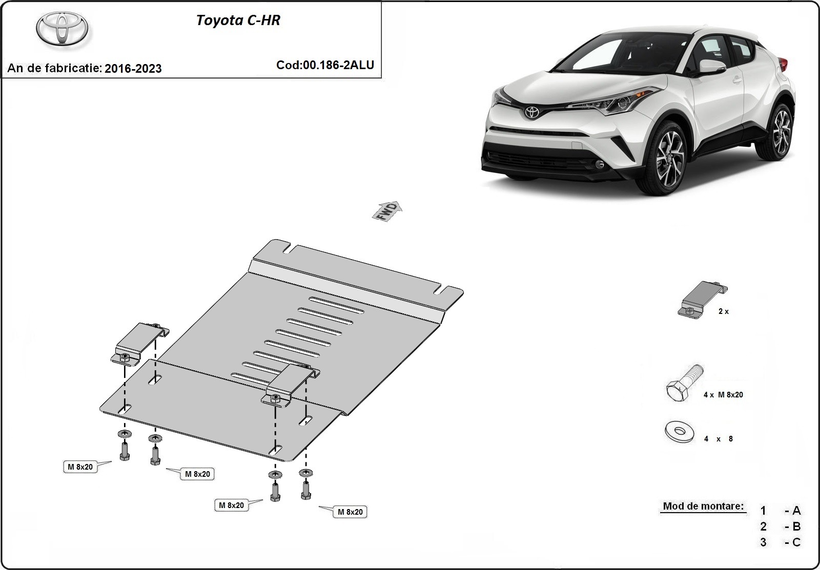 Hasplåt Aluminium Katalysator | Toyota C-HR (2016-2023) - 3