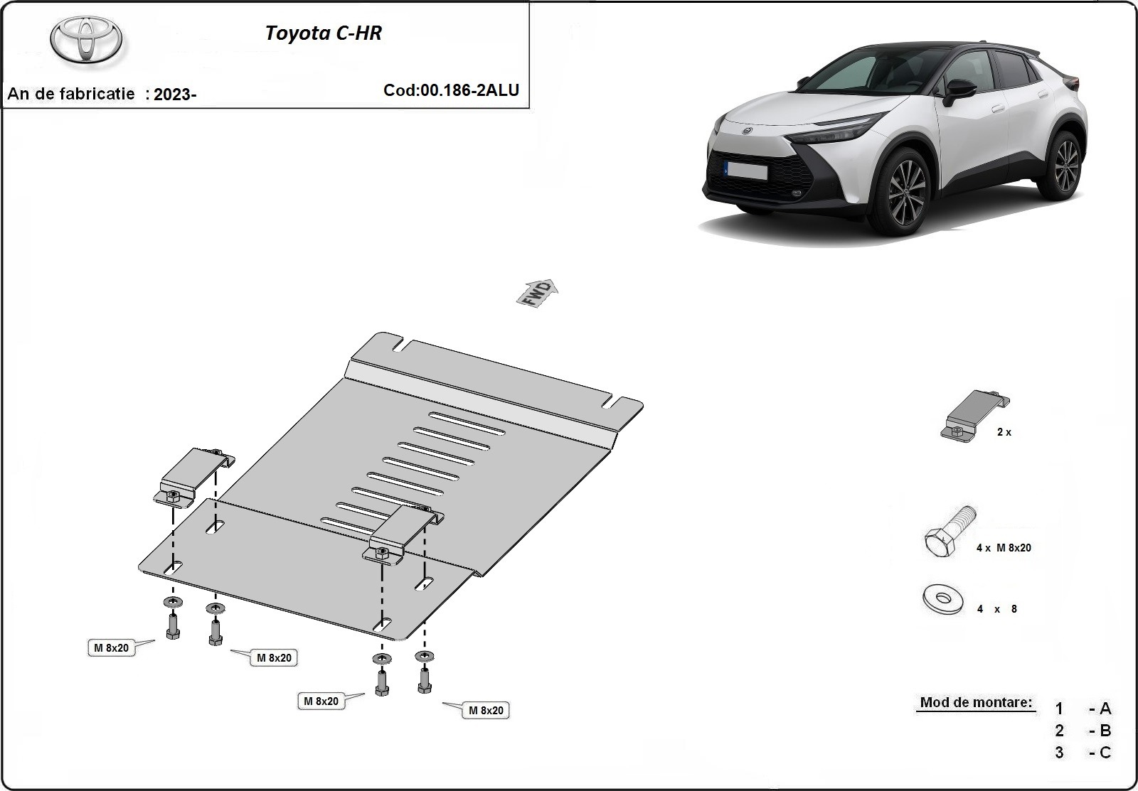 Bunnplate Aluminium Katalysator | Toyota C-HR (2023-2026) - 3