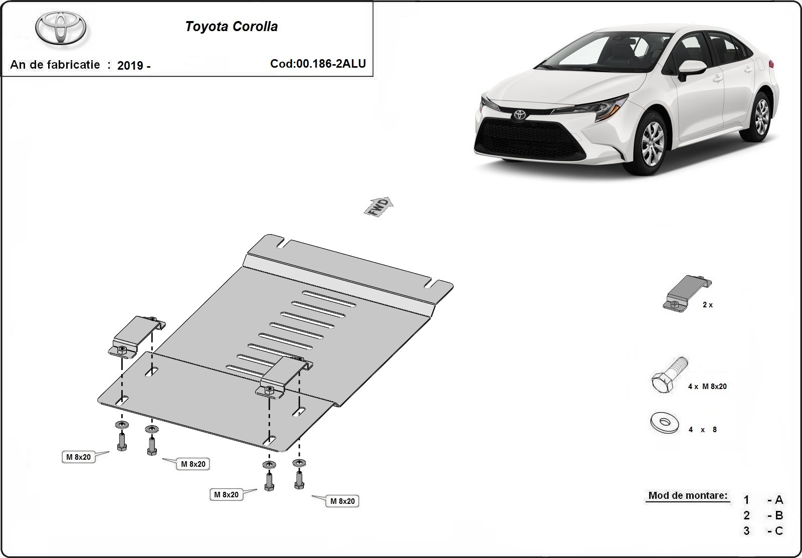 Skid plate Aluminium Catalytic converter | Toyota Corolla (2019-2026) - 3