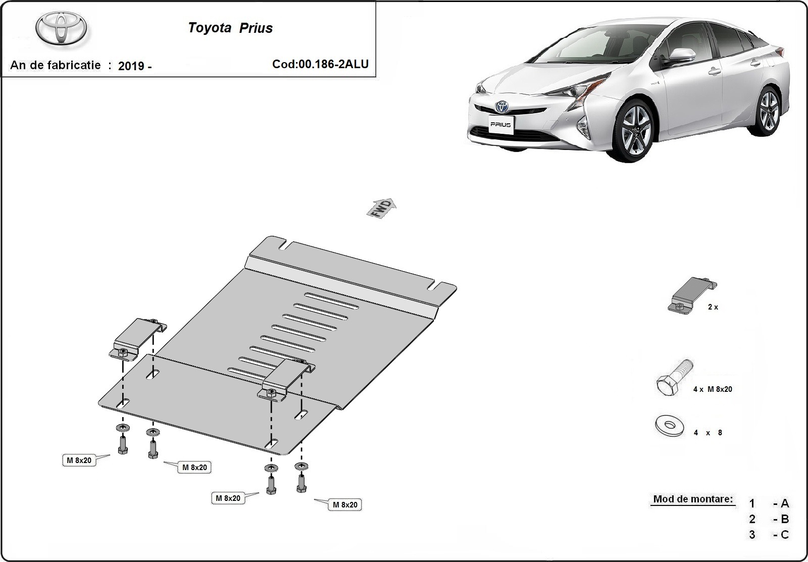 Bunnplate Aluminium Katalysator | Toyota Prius (2019-2026) - 3