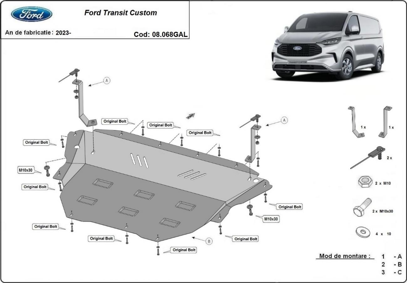 Pohjapanssari Teräs Moottori+ | Ford Transit Custom (2023-2026) - 3
