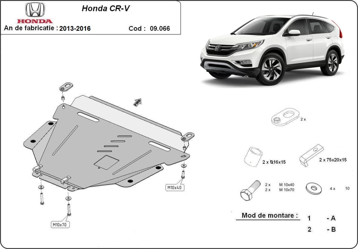 Protezione inferiore in acciaio Motore+ | Honda CR-V Gen 4 (2013-2016) - 3