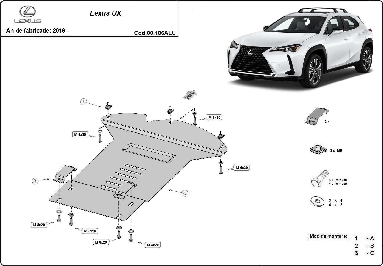 Aluminium beschermplaat katalysator | Lexus UX (2019-2026) - 3
