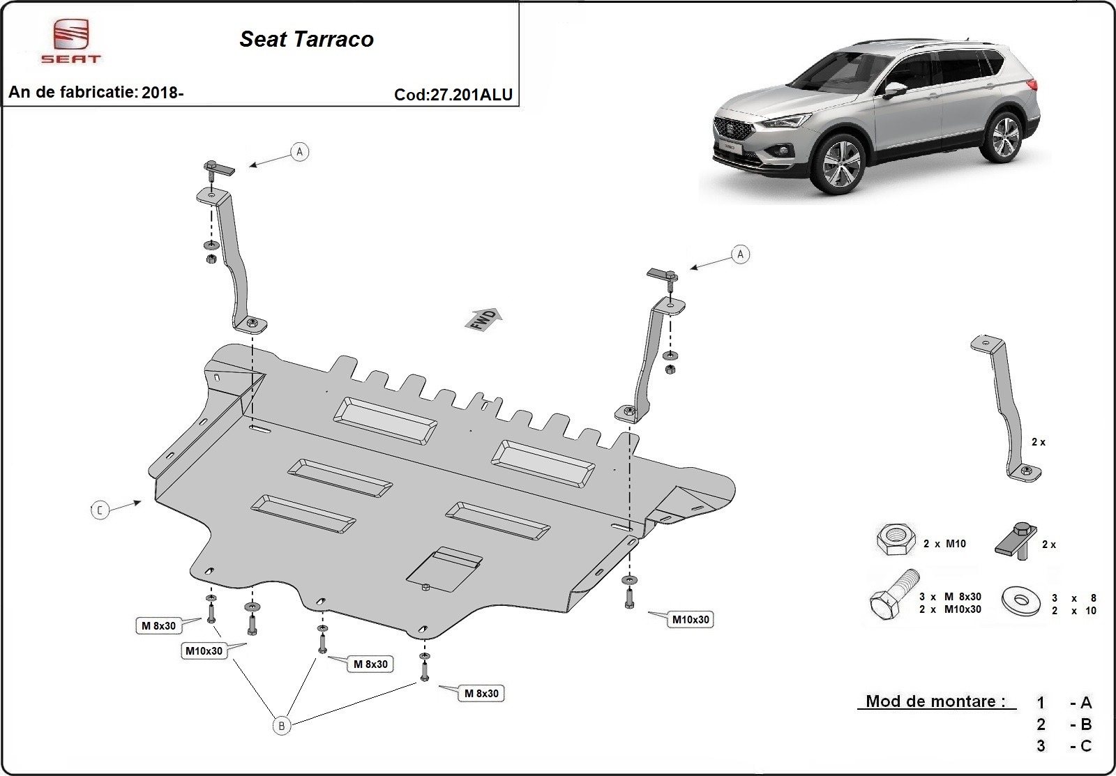 Skid plate Aluminium Engine+ | Seat Tarraco (2018-2026) - 3