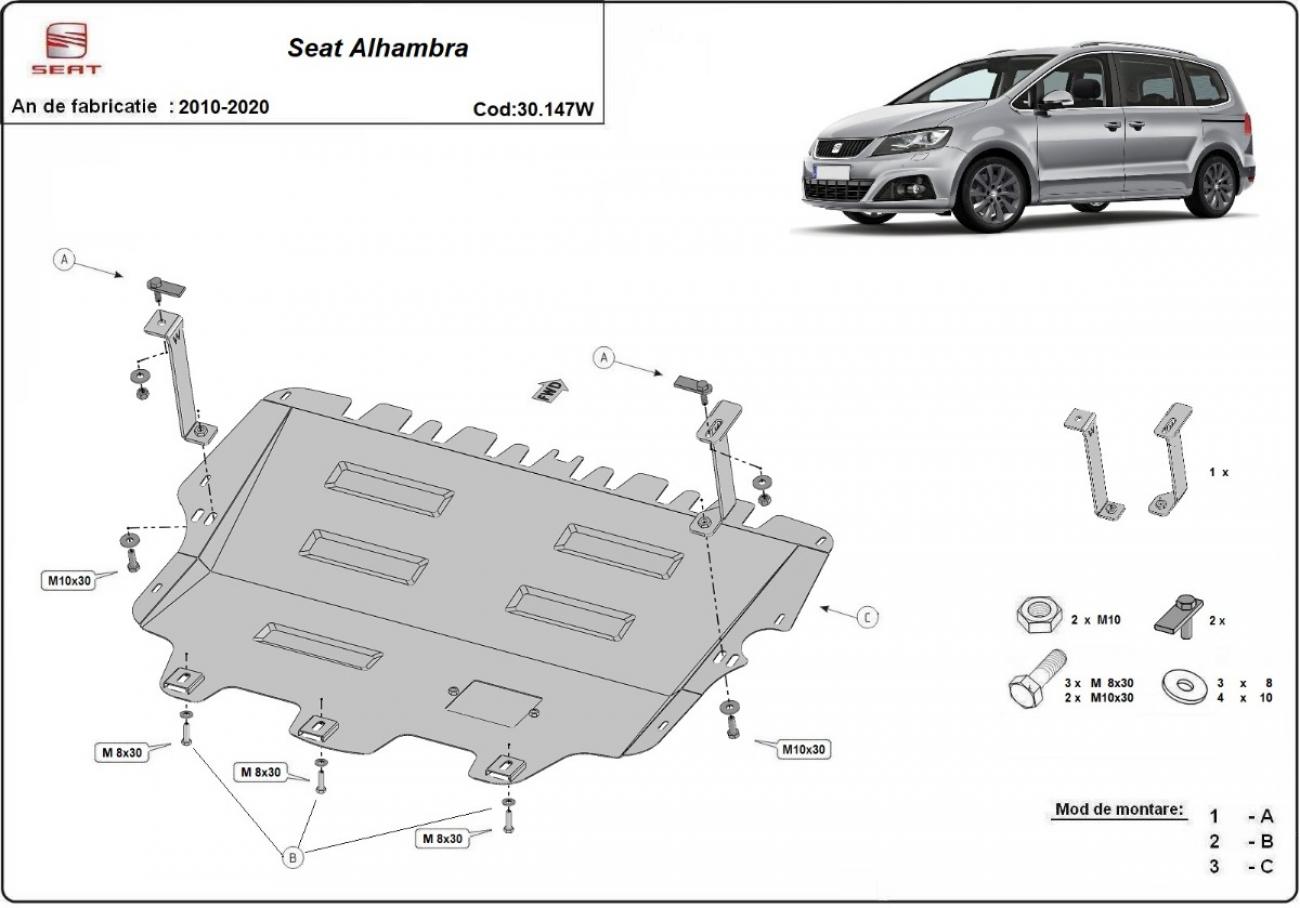 Bunnplate Stål Motor+ | Seat Alhambra - Webasto (2010-2020) - 8
