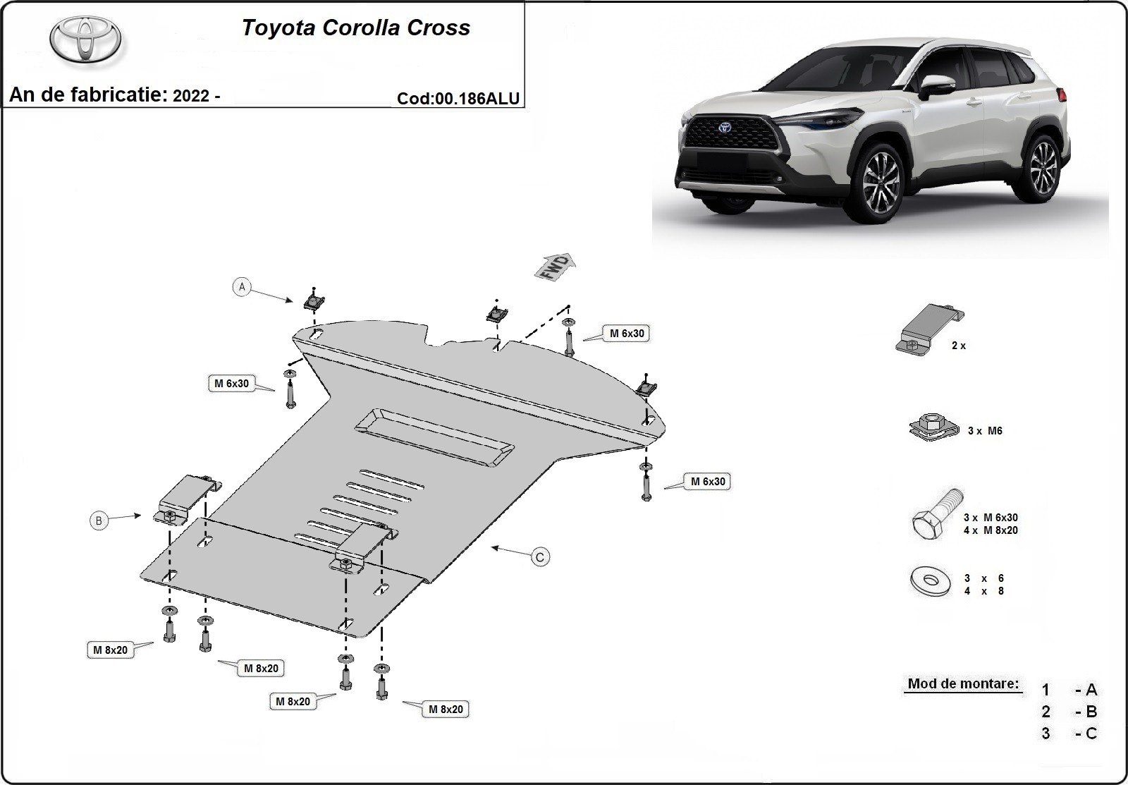 Aluminiowa osłona podwozia katalizatora | Toyota Corolla Cross (2022-2026) - 3