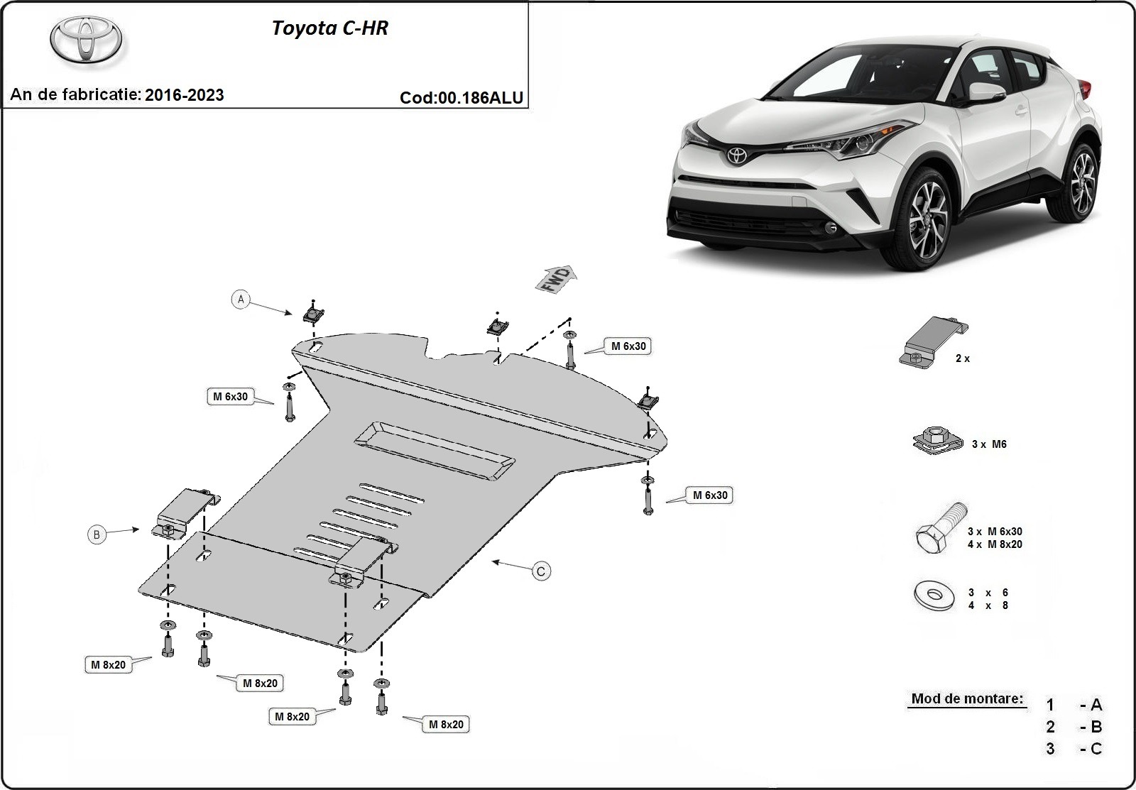 Protezione inferiore in alluminio del catalizzatore | Toyota C-HR (2016-2023) - 3