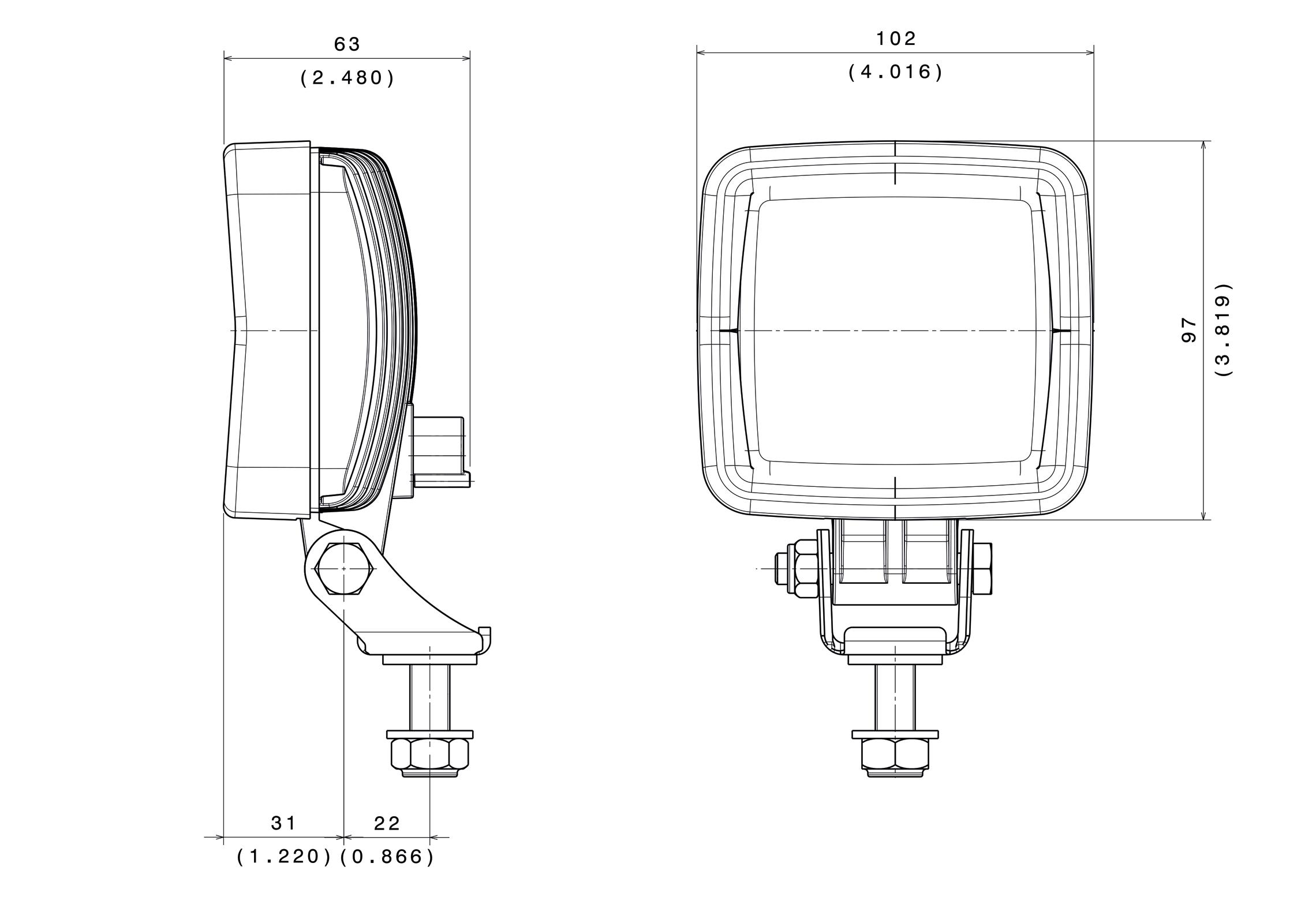 ABL SL / SLA LED - LED compact work light 2000 Lumen plastic cover lens - 2