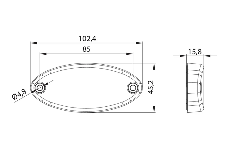 LED marker light oval white 12-24v 0.75mm². connector - 2