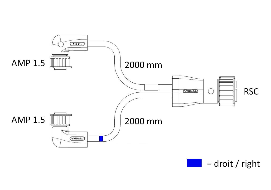 Vignal FCA - LC12T Tył lamp przewód z 90° overmoulding, 16V
