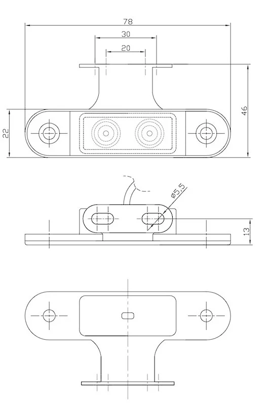 LED marker light red 12-24v 50cm. cable - 2