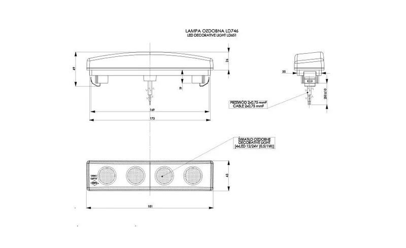 LED top light 12-24v amber - 2