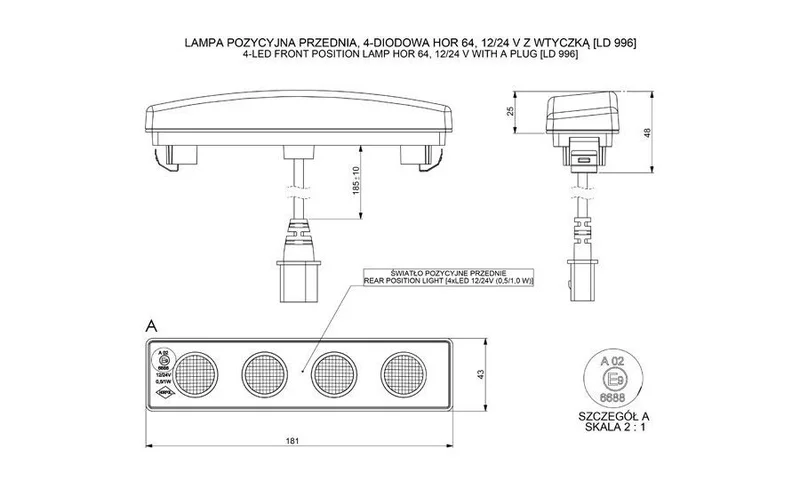 LED Taklampe hvit 12-24V Posisjonslys - 2