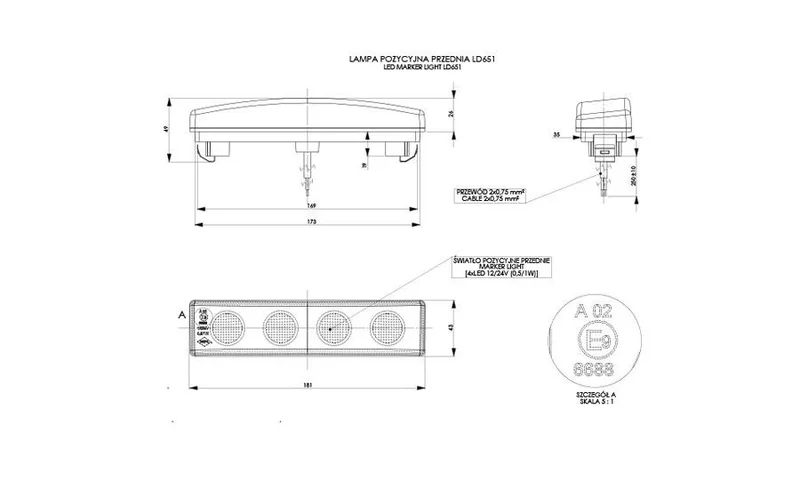 LED Taklampe hvit 12-24V Posisjonslys - 2