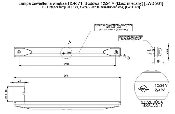LED-interiörlampa 200lm | 4000K | 12/24V - 2