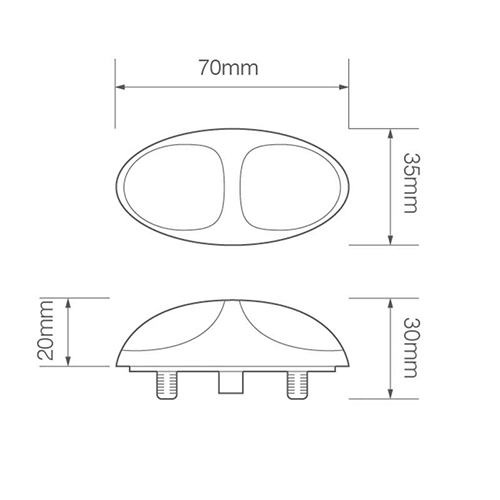 LED marker light white 12-24v 10cm. cable - 2