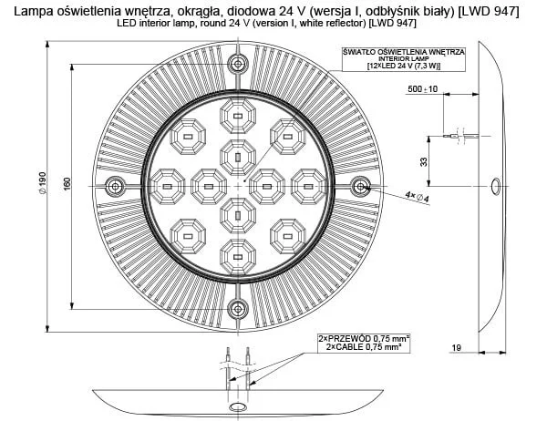 LED innvendig lampe 500lm | 4500K | 24V - 2