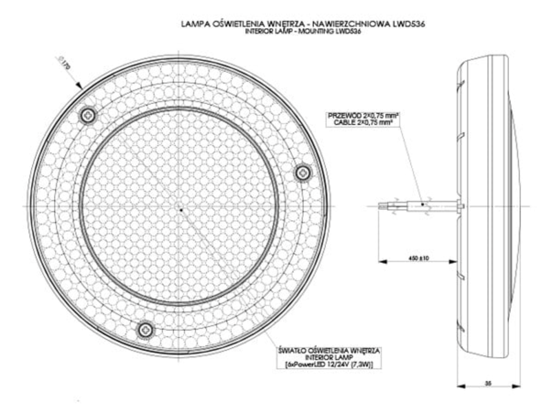 LED-innerbelysning 690lm | 4000K | 12/24V | Utanpåliggande vit - 2