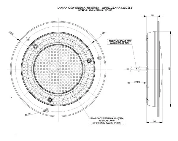LED interior lighting 690lm | 4000K | 12/24V | Recessed Black - 2