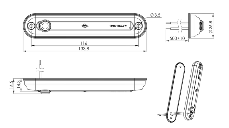 LED Interior Lamp | touch | 6500K | 165lm | 12/24V - 2