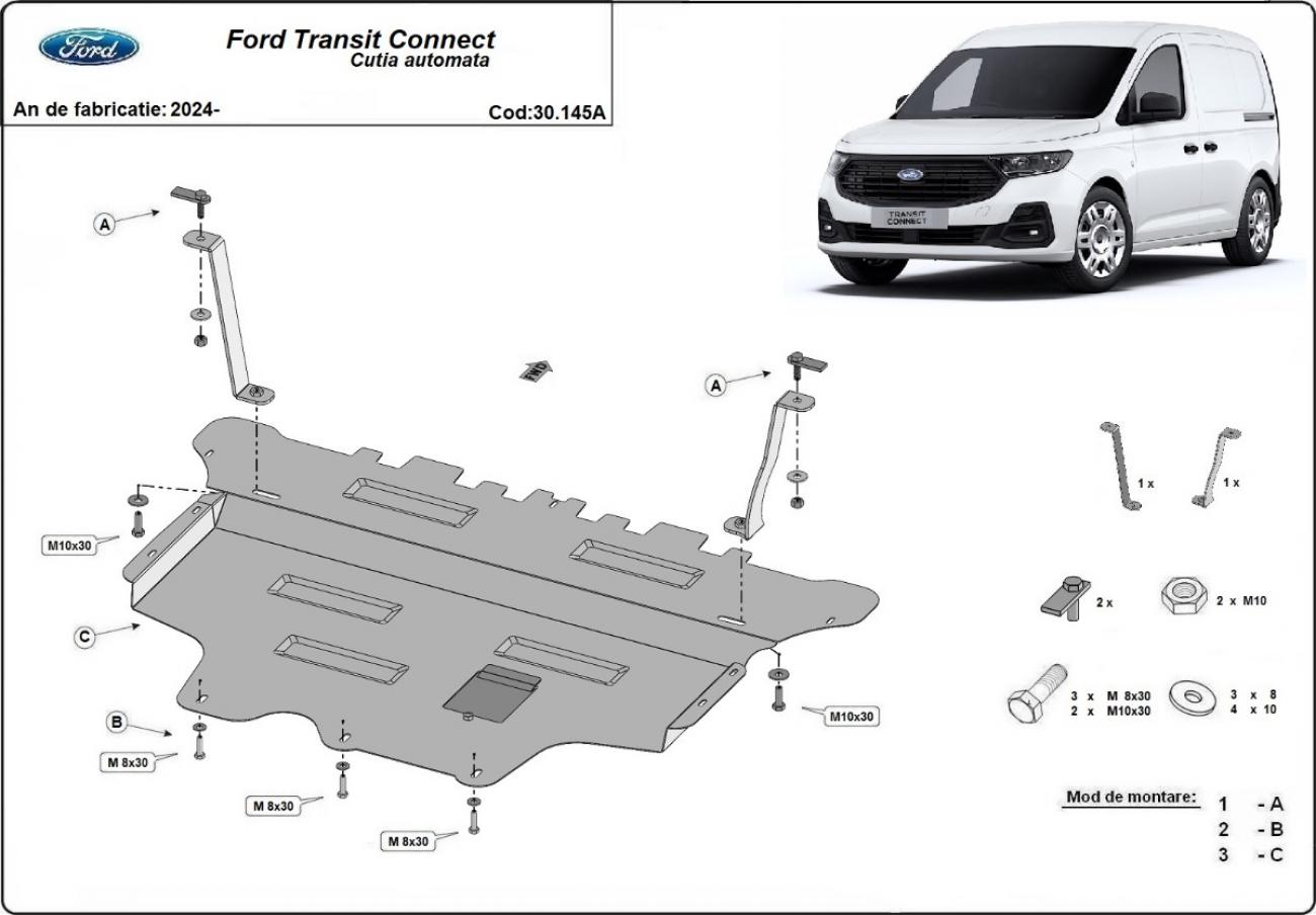 Bunnplate Stål Motor+ | Ford Transit Connect- Autom. (2024-2026) - 3