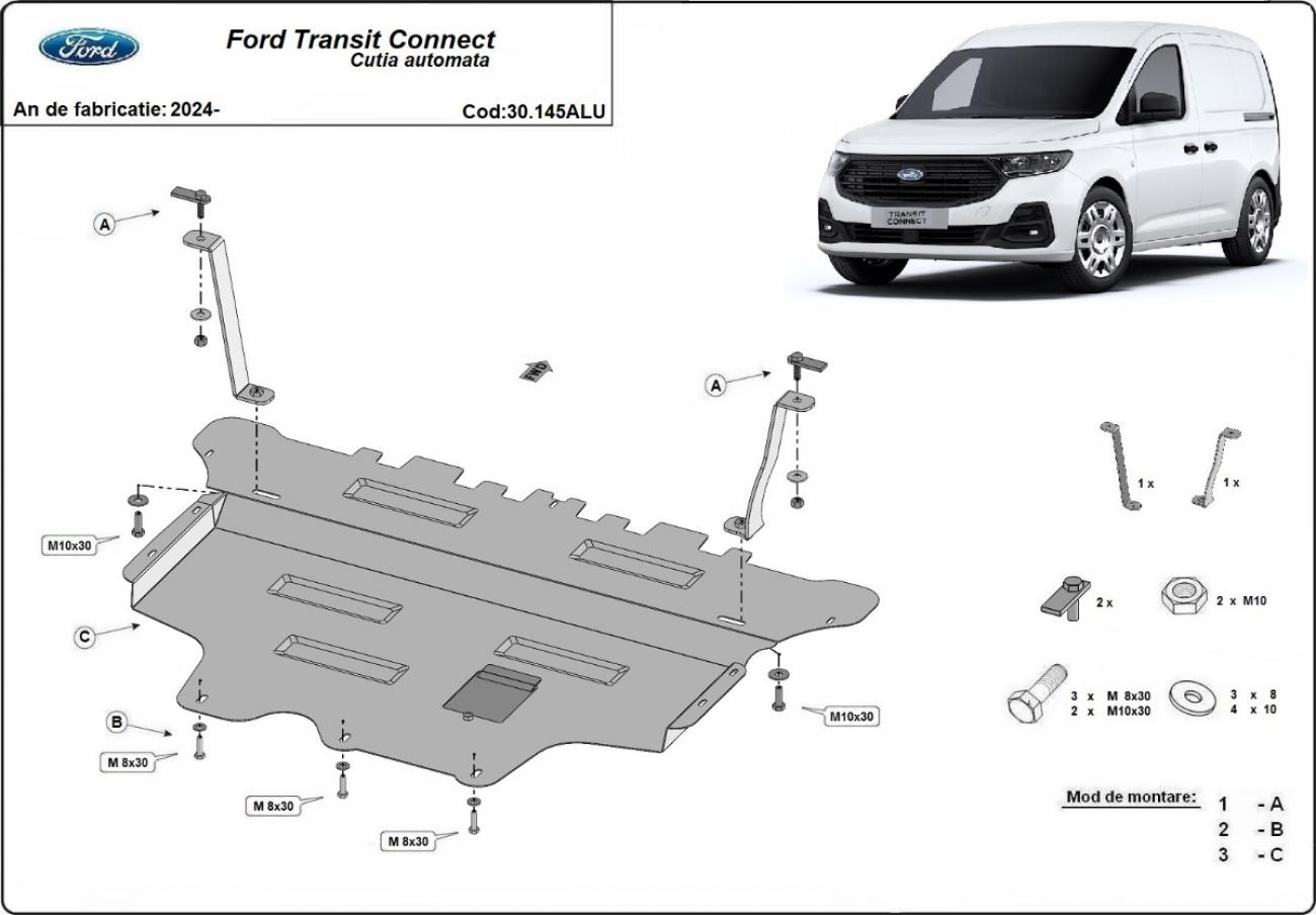 Bundplade Aluminium Motor+ | Ford Transit Connect (2024-2026) - 2
