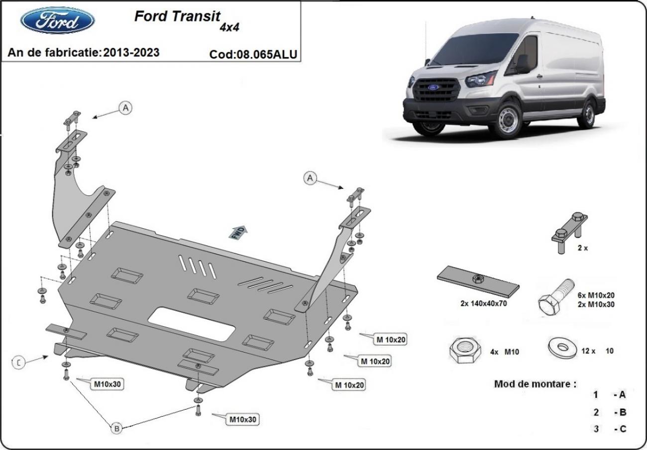 Pohjapanssari Aluminium Moottori+ | Ford Transit 4x4 (2013-2023) - 2