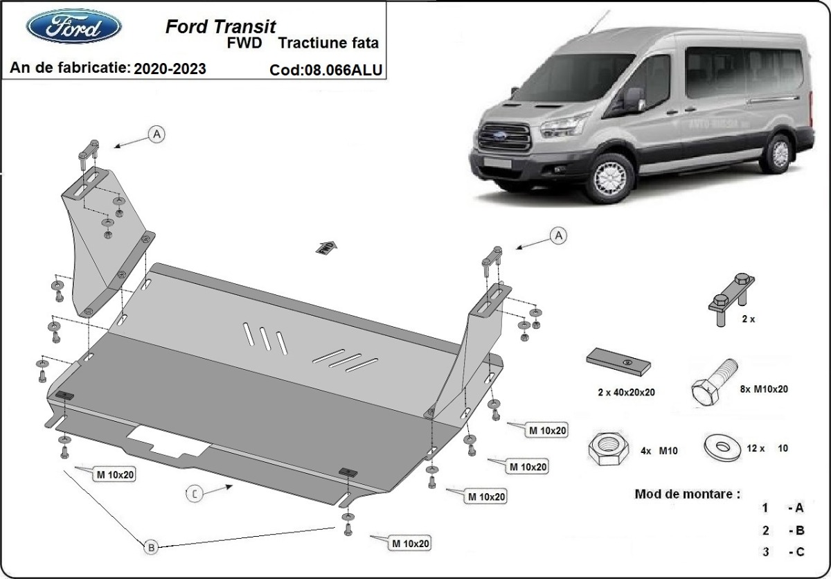 Skid plate Aluminium Engine+ | Ford Transit FWD (2020-2023) - 3