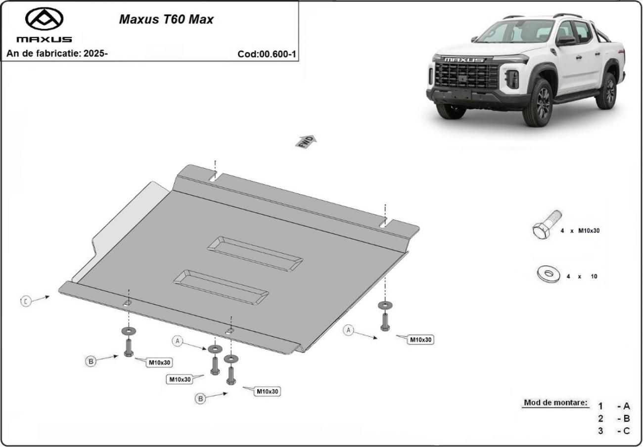 Bunnplate Stål Girkasse | Maxus T60 Max (2025-2026) - 2