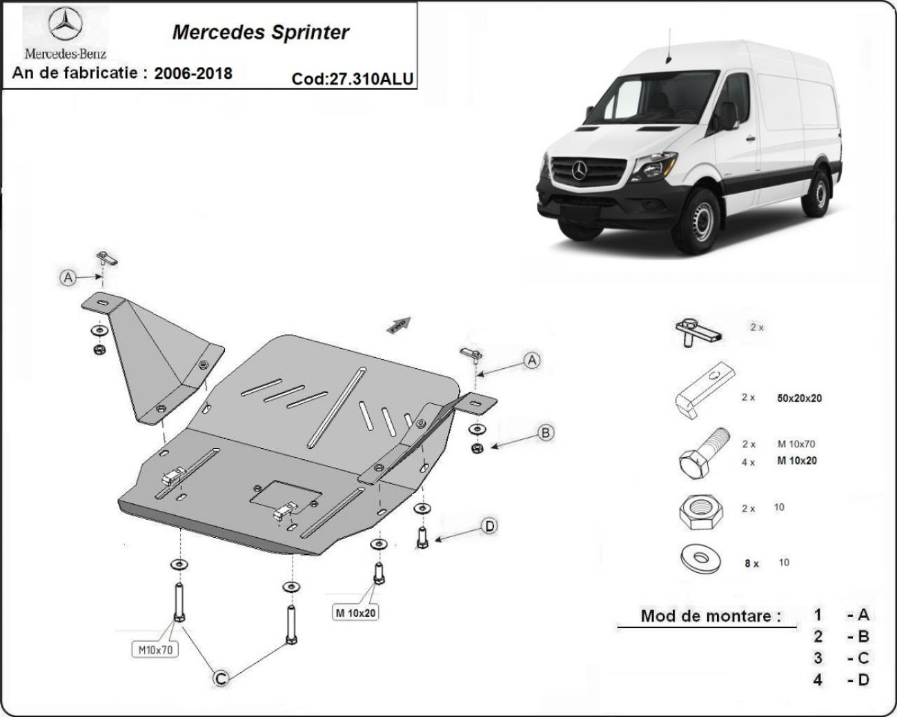 Skid plate Aluminium Engine+ | Mercedes Sprinter (2006-2018) - 2