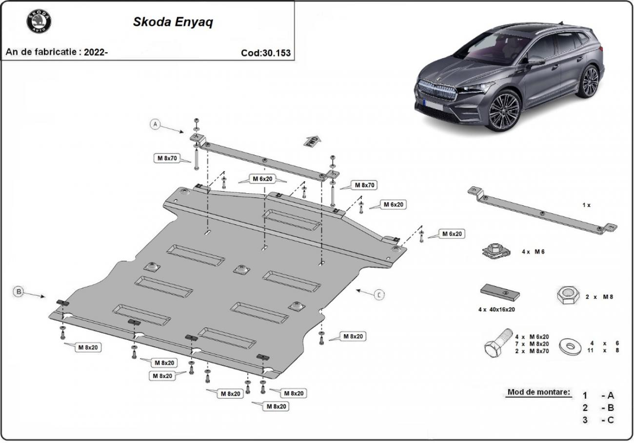 Bunnplate Stål Motor+ | Skoda Enyaq (2022-2026) - 2