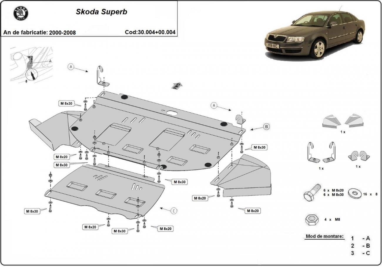 Skid plate Steel Engine+ | Skoda Superb - Promotion kit (2000-2008) - 2
