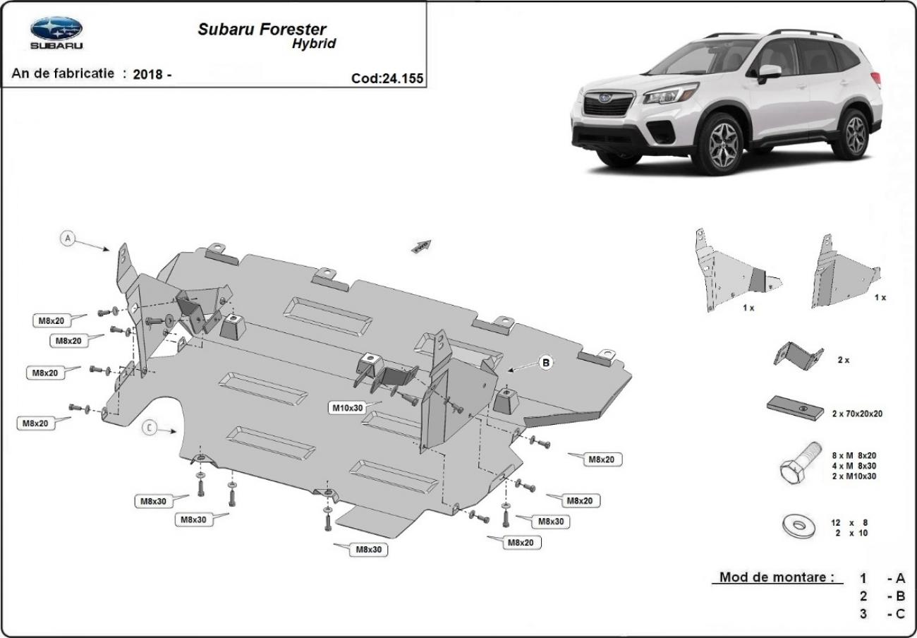 Hasplåt Stål Motor+ | Subaru Forester 5 Hybrid (2018-2026) - 2