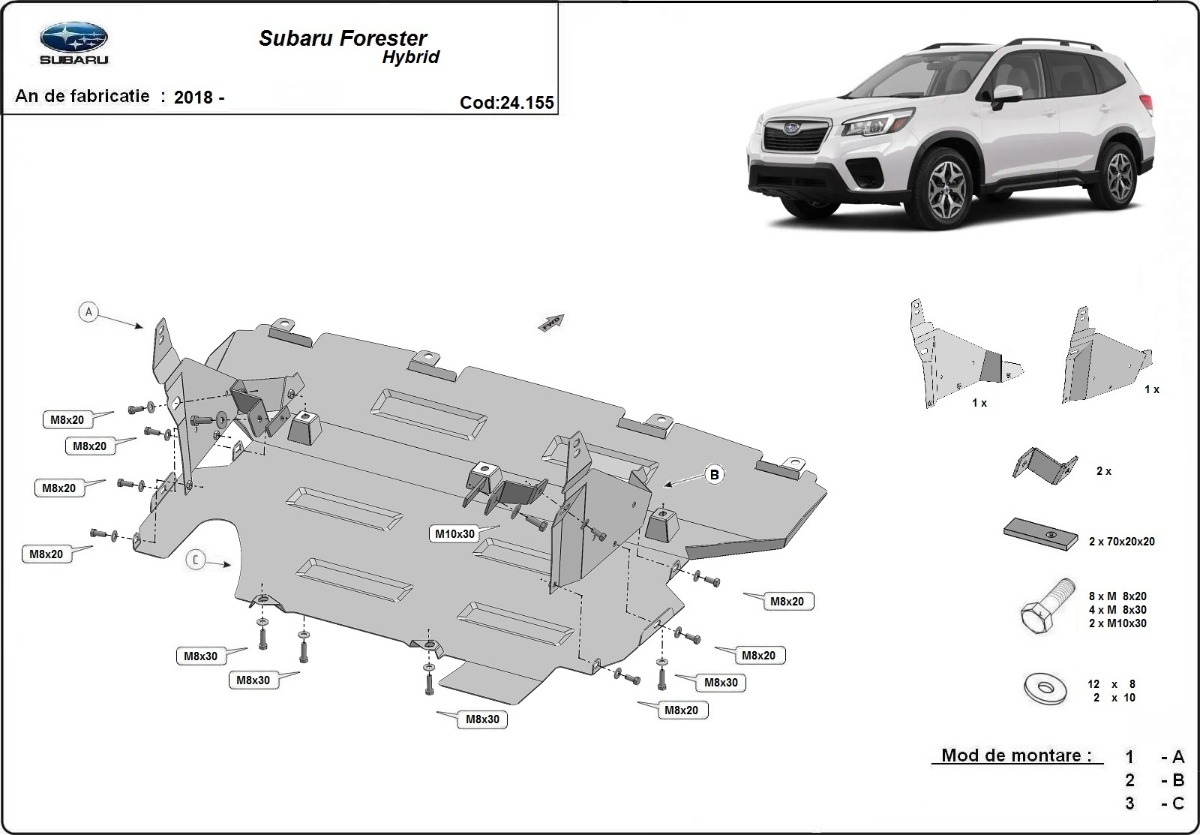 Stahl-Unterfahrschutz Motor+ | Subaru Forester 5 Hybrid (2018-2026) - 3