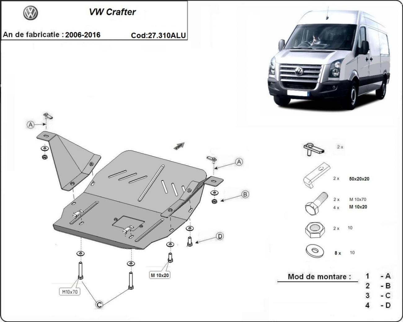 Bundplade Aluminium Motor+ | VW Crafter (2006-2016) - 2