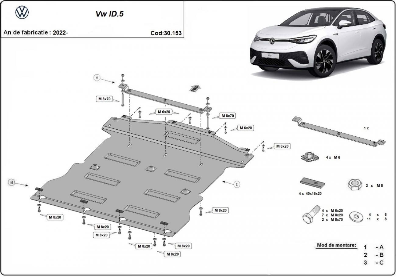 Hasplåt Stål Motor+ | VW ID 5 (2022-2026) - 2