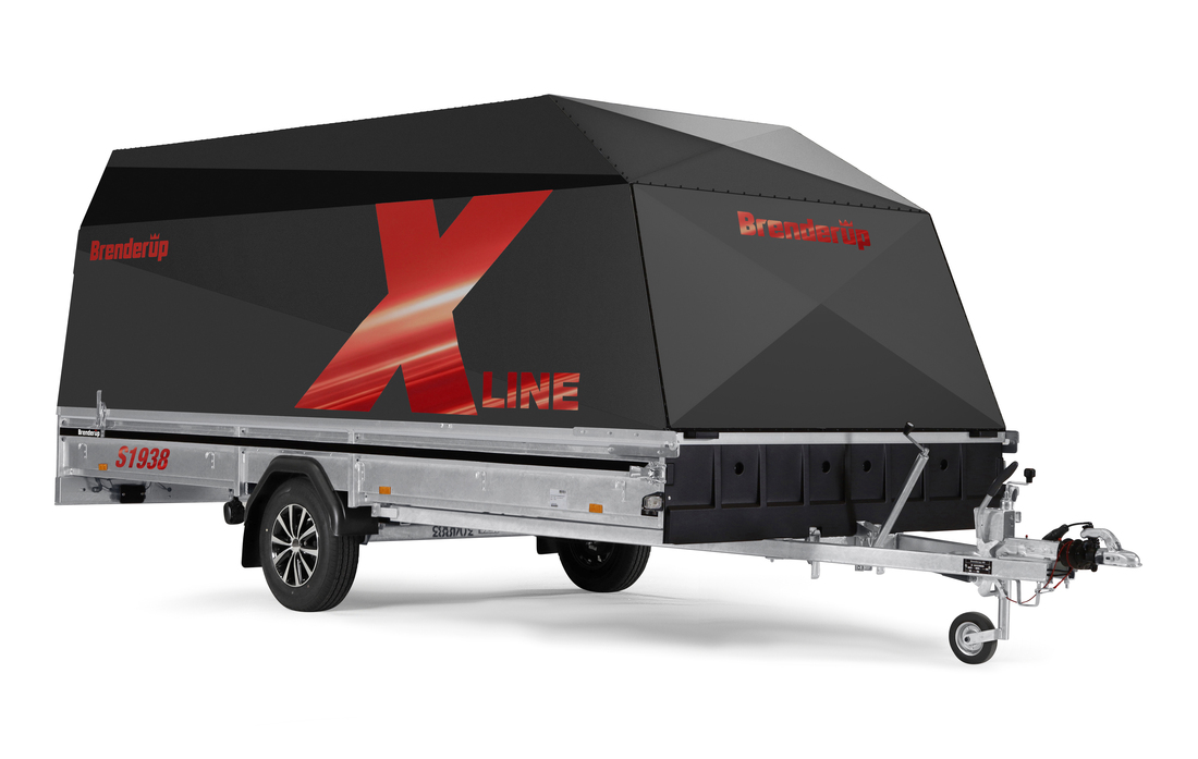 Brenderup Snöskotersläp X-line Svart Powder Burn Inline 380L 1000 kg