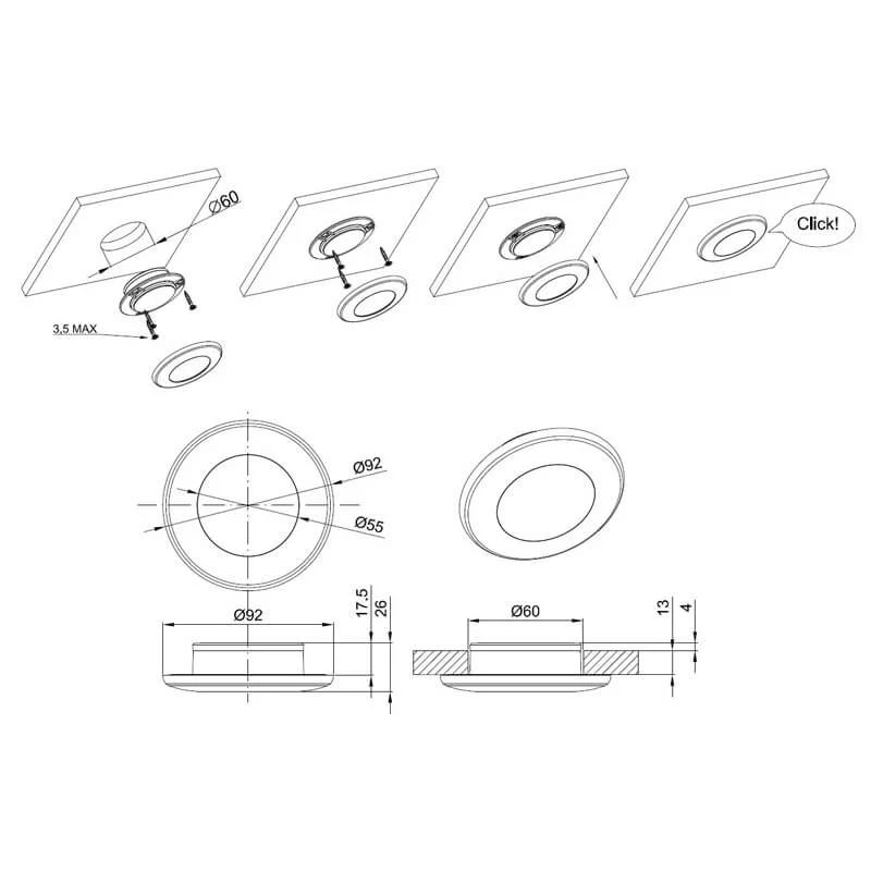 LED innvendig belysning sølv | 12-24V | varm hvit - 3