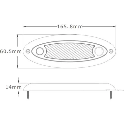 LED innvendig belysning | uten bryter | 16cm | 12-24V | 4500K - 3