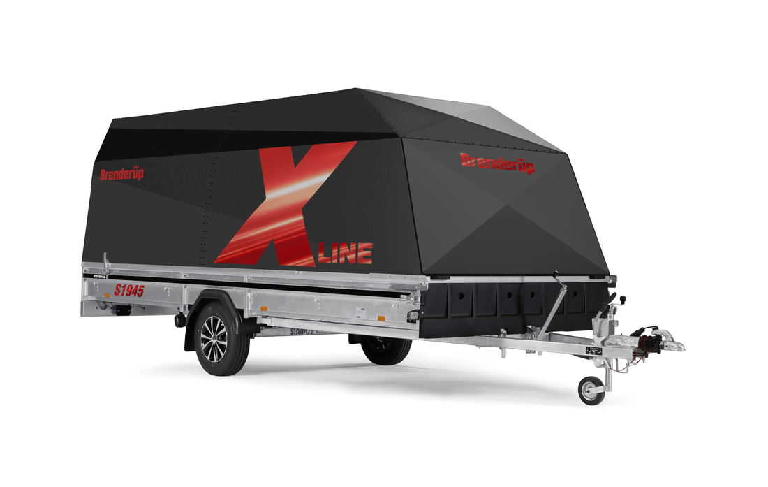 Brenderup Snöskotersläp X-line Svart Powder Burn Inline 450L 1000 kg