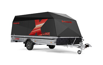 Brenderup Snöskotersläp X-line Svart Powder Burn Inline 450L 1000 kg