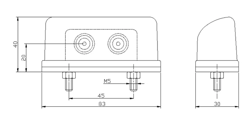 LED License plate light 12-36V with connector 1.5mm². - 3