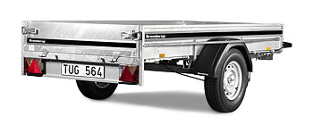 Brenderup Lågbyggd flakvagn Serie L Bromsad Extrautrustad 1250 kg